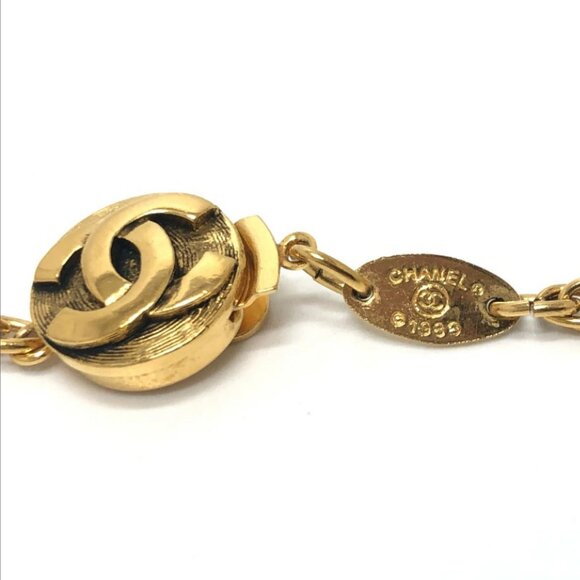 CHANELCC Logos Clover Long Necklace 35" Gold Tone Auth - Picture 8 of 8